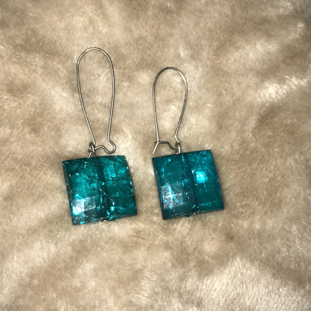 Turquoise square earrings